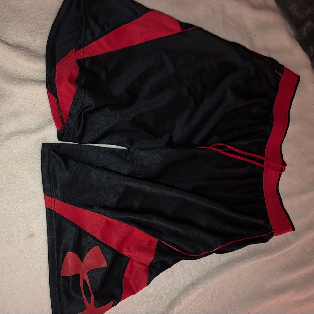 Under Armour Black and Red Performance Shorts